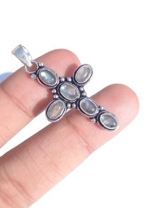 Handmade <b>Cross</b> Pendant Natural White Pearl 925 Sterling Silver <b>Charm</b> Pendant Necklace Gift for Her - Product Image 3