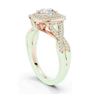 Anillo de Compromiso con Halo de Diamantes de Laboratorio de Corte Cojín de 1.22 CT, Claridad VVS-VS EF, Oro de 18K, 14K, 10K y Plata 925, Oro Rosa, Amarillo - Product Image 2