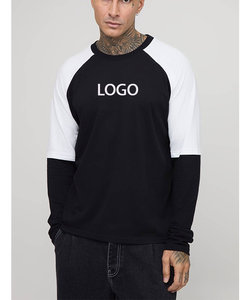 T-shirt pour homme à manches longues à double couche personnalisé, coupe régulière, streetwear, couture propre, motif de couleur contrastée, uniforme de baseball, hauts de t-shirts - Product Image 4