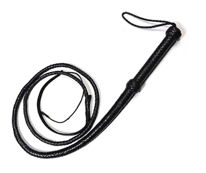 Indiana Jones Style Bull Fouet d'équitation en cuir de vache véritable, 0,9 m, 8 tresses, noir