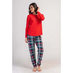 Conjunto de Pijama KADIN LYC SUPREM O YAKA UZUN KOL ETEGI OVAL - Rojo Nuevo - Rojo Nuevo - Product Image 1