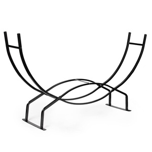 <b>Black</b> Wrought Iron Heavy Duty Logs Bin Holder 2 Layer <b>Fireplace</b> Log Rack Fireside Firewood Holders Lumber Storage Stacking - Product Image 5