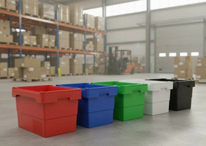 Celixus Plastic Storage <b>Crate</b> Injection Molded Hot-Dip Galvanized Nestable Bin Stackable Logistics Container for Warehouse - Product Image 2
