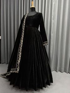 Elegante vestido largo hasta el suelo 2024 Dupatta mangas bordado Dabkapearls trabajo de piedra con cuentas encaje botón decoración fiesta boda desgaste - Product Image 2