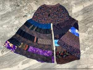 Recycled Sari Silk Wide Leg Patchwork Pants Boho Flared Silk Trousers Pants Elastic Waist Palazzo Maxi - Product Image 4