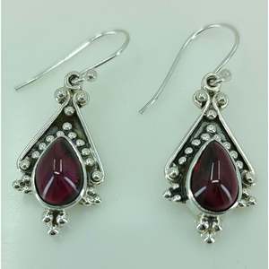 Handmade 925 Sterling <b>Silver</b> Women's <b>Earrings</b> Natural Garnet Pear & Water Drop Shape Elegant <b>Dangle</b> Drop Design-Perfect Gift - Product Image 4
