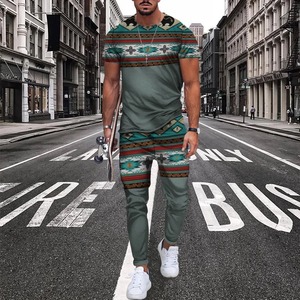 T-shirt homme pantalon long survêtement styles ethniques impression 3D t-shirts ensembles de pantalons 2 pièces streetwear surdimensionnés vêtements de sport - Product Image 6