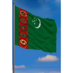 Turkmenistan Outdoor Flag Custom Logo 3x5ft Silk <b>Banner</b> with Aluminum Pole for Automotive Insurance Education Travel Agency - Product Image 2