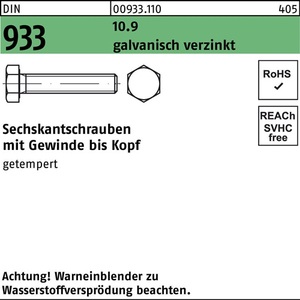Perno Hexagonal Electro-Galvanizado DIN 933 VG M 30 X 110 10.9, 1 Pieza - Product Image 1