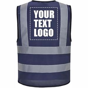 Gilet de sécurité réfléchissant à haute visibilité 100% polyester, fermeture éclair sur le devant, gilet de sécurité pas cher avec logo - Product Image 6