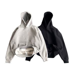 Wholesale Pullover Hoodie Black <b>Grey</b> Blank Plain Sweats 100% Cotton Fleece Crewneck <b>Sweatshirts</b> Heavyweight 500gsm Zip up Hoodie - Product Image 6