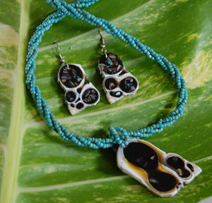 Ensemble de bijoux en coquillages marins, motif mosaïque, découpé, taille 25mm/20mm - Product Image 1