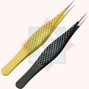 Juego de aplicadores de extensión de pestañas de ceja de Metal profesional Pinzas puntiagudas de acero inoxidable Pinzas de pestañas inclinadas de volumen - Product Image 1