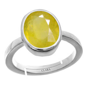 Certified Natural Yellow Sapphire Pukhraj Gemstone <b>Rings</b> Oval Cut <b>Diamond</b> with Bezel Setting for Everyday Wear - Product Image 1