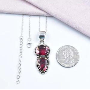 สร้อยคอจี้เงินสเตอร์ลิงทำด้วยมือสีกุหลาบดอกรักเร่เทอร์ควอยซ์พร้อมสายโซ่ขนาด18นิ้วปรับได้ของขวัญสุดหรูสำหรับเธอ - Product Image 1