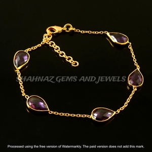 Factory Supply Cute 18K Gold Plated Brass <b>Amethyst</b> Quartz Colourful Geometric Trendy Anniversary Gift Cuff <b>Bracelet</b> for Women - Product Image 2
