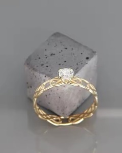 Solitaire or jaune massif 18 carats D VS1 Lab Grown Brilliant Cut Celtic Engagement Wedding Promise Ring Unique pour elle pour les fêtes - Product Image 5