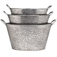 Seau à glace moderne de luxe martelé pour champagne, grande bouteille de vin, finition polie miroir ovale pour la maison, l'hôtel, le restaurant, les événements.
