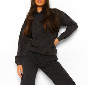 Sweat-shirts pour femmes de haute qualité 2025, lavage à l'acide, logo sur le devant, personnalisable, en molleton écologique, coton lourd, chaud pour l'hiver, à capuche - Product Image 3