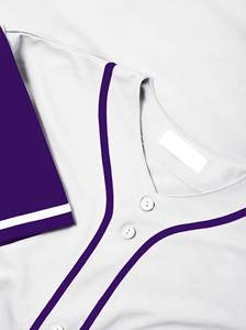 Maillot de Baseball blanc et violet Premium Teamwear tissu évacuant l'humidité ajustement professionnel uniforme de sport personnalisable - Product Image 6