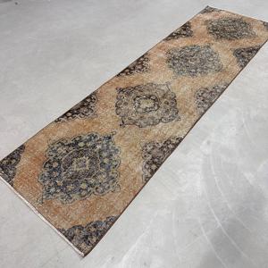 2.6x9.3 ft Turkish Rug, Vintage Runner Rug, <b>Brown</b> Patchwork <b>Wool</b> Rug - Product Image 2