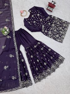 Sharara Salwar Kameez Tradicional de Diseñador, Bordado, para Mujer, en Georgette, para Fiesta/Playa, de Secado Rápido, Corte Regular, ZAIN EXPORTS - Product Image 6