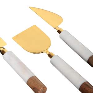 Portabilidad Juego de herramientas para queso de madera y acero inoxidable de 3 piezas Juego de rebanador de queso y esparcidor de mantequilla Fabricante Mayorista - Product Image 2