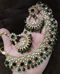 เซ็ตต่างหูสร้อยคอชุบทอง18K ทำจากทองแดงคุณภาพสูงสำหรับผู้หญิงชุดงานหมั้นงานแต่งงานแบบชาวปากีสถานของอินเดีย - Product Image 6