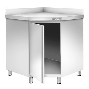 Armario Esquinero de Acero Inoxidable PREMIUM - 1000x1000mm - con Puertas Abatibles y Soporte Superior - Product Image 1