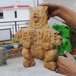Thủ công chạm khắc bằng gỗ gấu dấu hiệu Chào mừng Gỗ Tếch tự nhiên kết thúc khắc loại cho trang trí nội thất và tường hiển thị - Product Image 3
