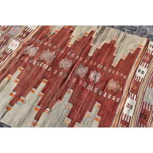 Vintage Turkish <b>Rug</b> Red Beige 4.6 X 7.4ft Large <b>Boho</b> Style Area <b>Rug</b> Patchwork Pattern Wool 10mm Latex for Hallway Room Decor - Product Image 5