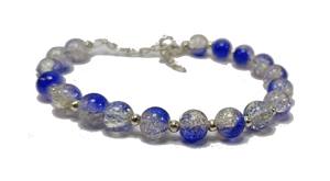 Bracelet bleu perles de fissure Bracelet en pierre cristal pierres précieuses bijoux de mode hommes et femmes cadeau énergie méditation - Product Image 2