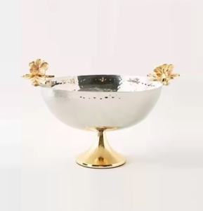 Dernier design Bol de service en métal martelé plaqué argent Paramètres de table modernes Tenue de branche Bols de designer - Product Image 4