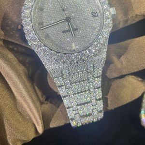 Dernière tendance Design Gemmes Pierre Personnaliser Diamant Vvs Lab Grown Watch Iced Out Hiphop Acier Inoxydable Mécanique pour Hommes - Product Image 6