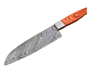 Cuchillo de chef de cocina profesional duradero, hecho a mano de Pakistán, acero de Damasco, borde de corte afilado, mango de madera, apto para lavavajillas - Product Image 2