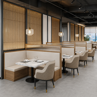 Chaise de restaurant japonais avec accoudoirs, pieds en métal, banquette en forme de L rembourrée, canapé de service