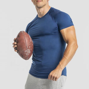 T-shirts pour hommes personnalisés, vêtements de sport ajustés, commande en gros, qualité d'exportation, t-shirts de musculation à manches courtes ajustés pour hommes - Product Image 3