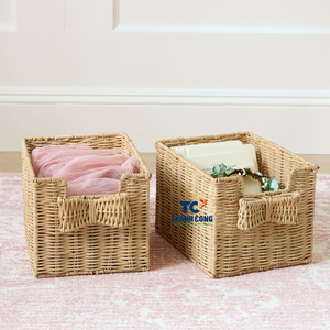 Vietnam Handmade RATTAN BASKET Eco-Friendly <b>Toy</b> <b>Organizer</b> and Natural Storage Decor for Kids Room and Nursery - Product Image 2