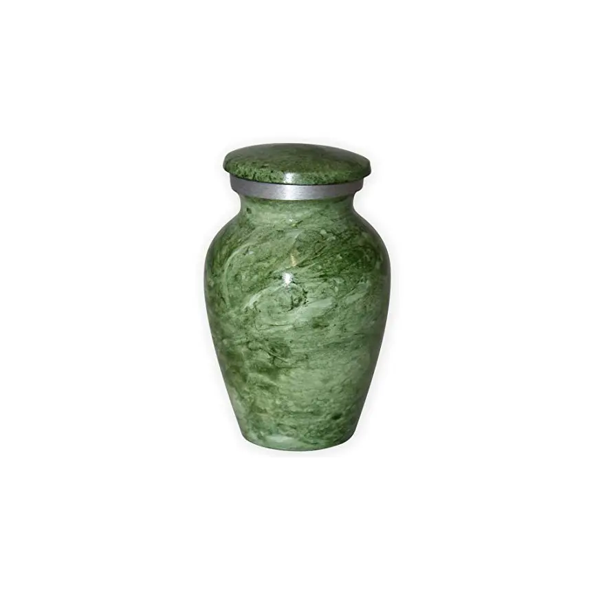 Klasik tasarım Mini hatıra anıt Urns yeşil ve beyaz renk pirinç kremasyon kabı toplu el yapımı kez aşk için kullanın