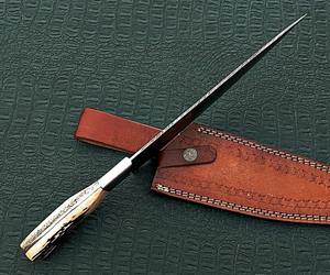 มีดทำครัวเหล็กดามัสกัสมีดฮอร์นด้ามจับมีดโกนเครื่องมือโลหะคมมีดทำครัวพร้อมฝาปิดดีไซน์ดีที่สุด - Product Image 5