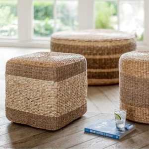 Pouf pliable moderne de haute qualité en jonc de mer naturel, décoration d'intérieur pour appartement, OEM personnalisé, fait main au Vietnam pour Noël - Product Image 2