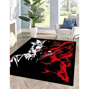 Tapis Anime : Motif Noir & Rouge, Tapis Antidérapant, Tapis Doux Non Tissé - Product Image 1