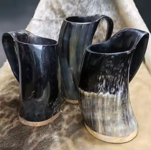 Couvercle étanche isolation sous vide tasse à café dernière conception multicolore corne et Viking tasse écologique sculptée par l'artisanat en croissant - Product Image 1