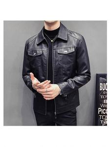 Veste en cuir PU lavé pour homme, nouvelle collection printemps-automne, style motard, vente en gros directe fabricant - Product Image 2