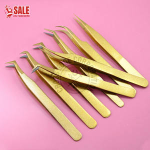 Pinzas de Acero Japonés con Punta de Fibra para Extensión de Pestañas, Mega Volumen, Ligeras, Herramienta para Aplicación de Pestañas Postizas - Product Image 1