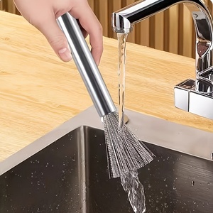 Eco-Friendly Stainless Steel Scrubber Kitchen Cleaning Brush <strong>Long</strong> <strong>Handle</strong> Multipurpose Sink Countertop <strong>Sponges</strong> Scouring Pads - Product Image 2