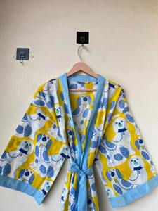 Robe kimono unisexe en coton beige, décontractée toute saison, pour mariage, fête, taille naturelle, écologique, grande taille pour femmes - Product Image 3