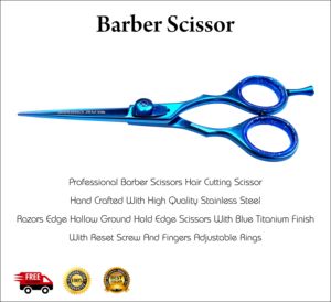 Professional Salon Straight Beauty Scissors Stainless Steel with Ceramic Sharp Blunt Blue <b>Hair</b> <b>Cutting</b> <b>Razors</b> - Product Image 3