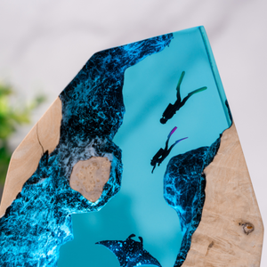 Lampe résine, lampe époxy, lampe résine personnalisée, lampe résine époxy, lampe violette, veilleuse bois, lampe de table bois, lampe cadeau de Noël - Product Image 3