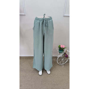 Jane's Women's High <b>Waist</b> <b>Elastic</b> Belted Straight Leg Aerobin Pants, Loose Fit Casual Daily <b>Trousers</b> with Side Pockets. - Product Image 4